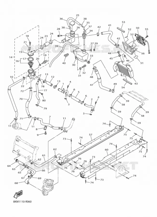 RADIATEUR / SLANG Yamaha snowmobiles 1000 2017 APEX  RX10R