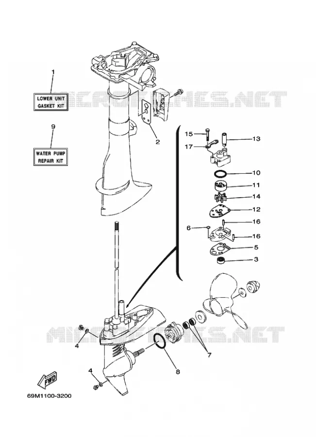 REPARATIESET 3 Yamaha OUTBOARD ENGINES 2.5hp (1.8kW) 2012 F2.5  F2.5AMHL