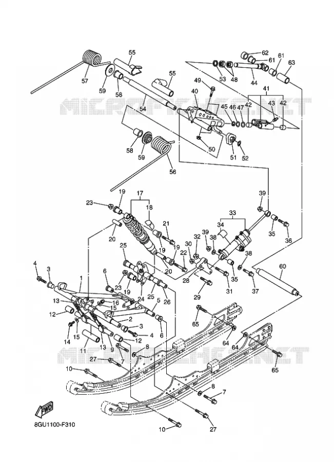 SPOOR OPHANGING 2 Yamaha snowmobiles 1000 2007 APEX  RX10S