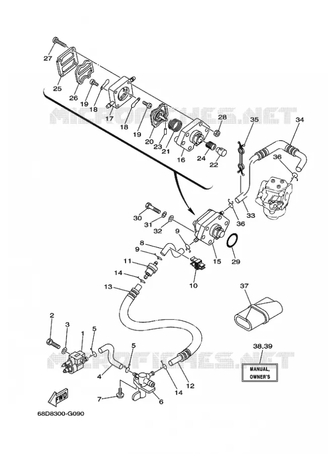 BRANDSTOF SYSTEEM 2 Yamaha OUTBOARD ENGINES 4hp (2.9kW) 2009 F4  F4AMHL