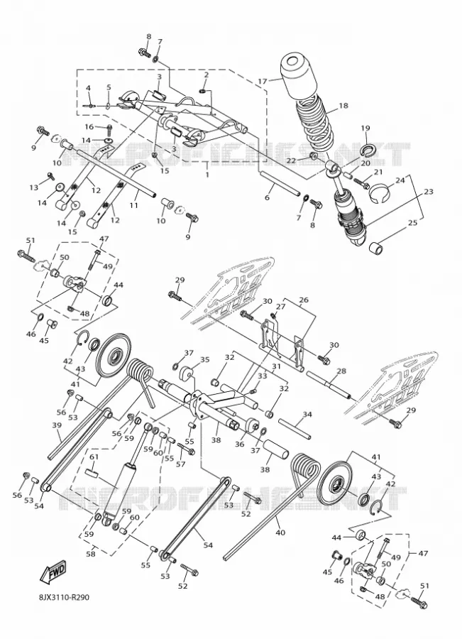 SPOOR OPHANGING 2 Yamaha snowmobiles 1000 2016 SRV10L  SRV10L