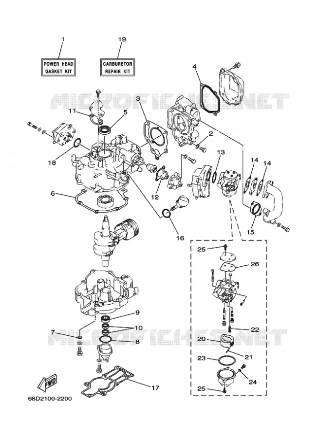 REPARATIESET 1 Yamaha OUTBOARD ENGINES 4hp (2.9kW) 2006 F4  F4AMHS