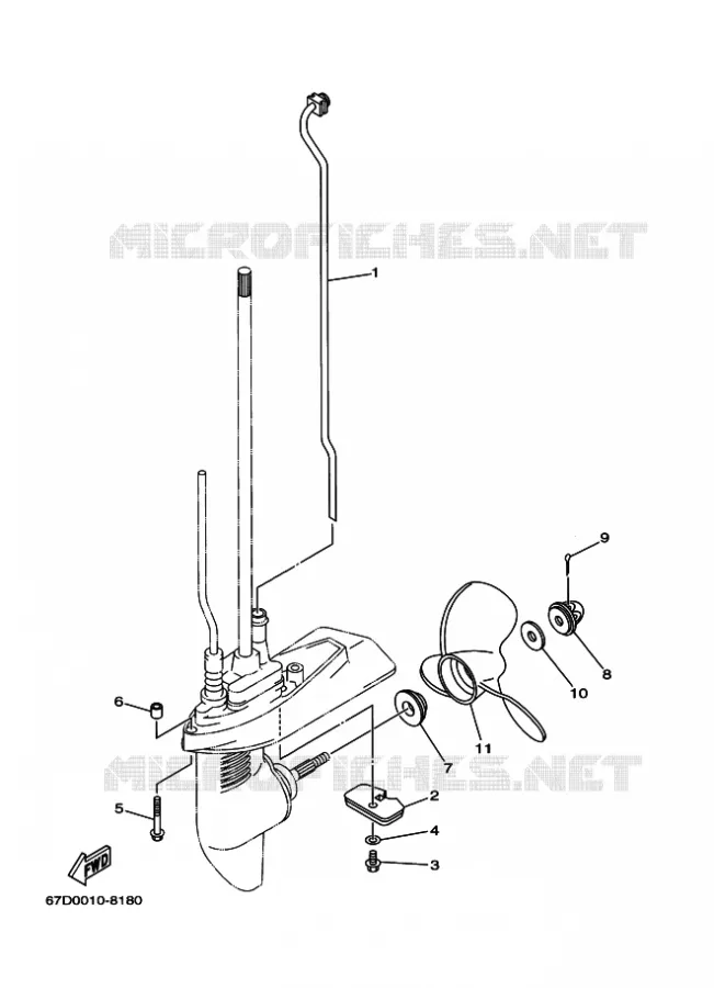 DEKSEL EN TRANSMISSIE PROPELLERS 2 Yamaha OUTBOARD ENGINES 4hp (2.9kW) 2005 F4  F4AMHL