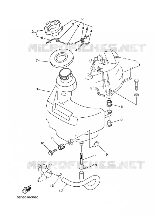 BRANDSTOF SYSTEEM 1 Yamaha OUTBOARD ENGINES 4hp (2.9kW) 2005 F4  F4AMHS