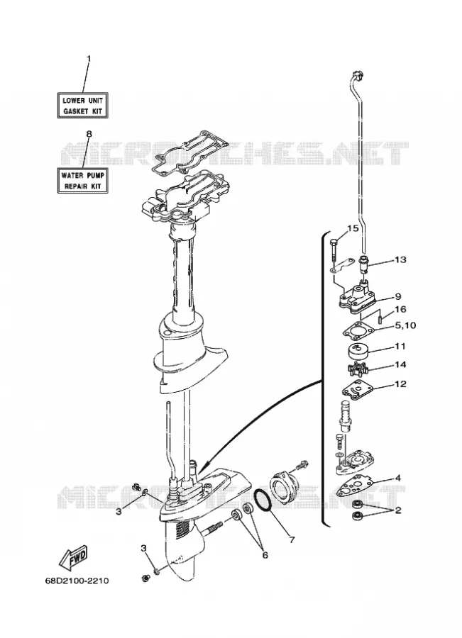 REPARATIESET 2 Yamaha OUTBOARD ENGINES 4hp (2.9kW) 2005 F4  F4AMHS