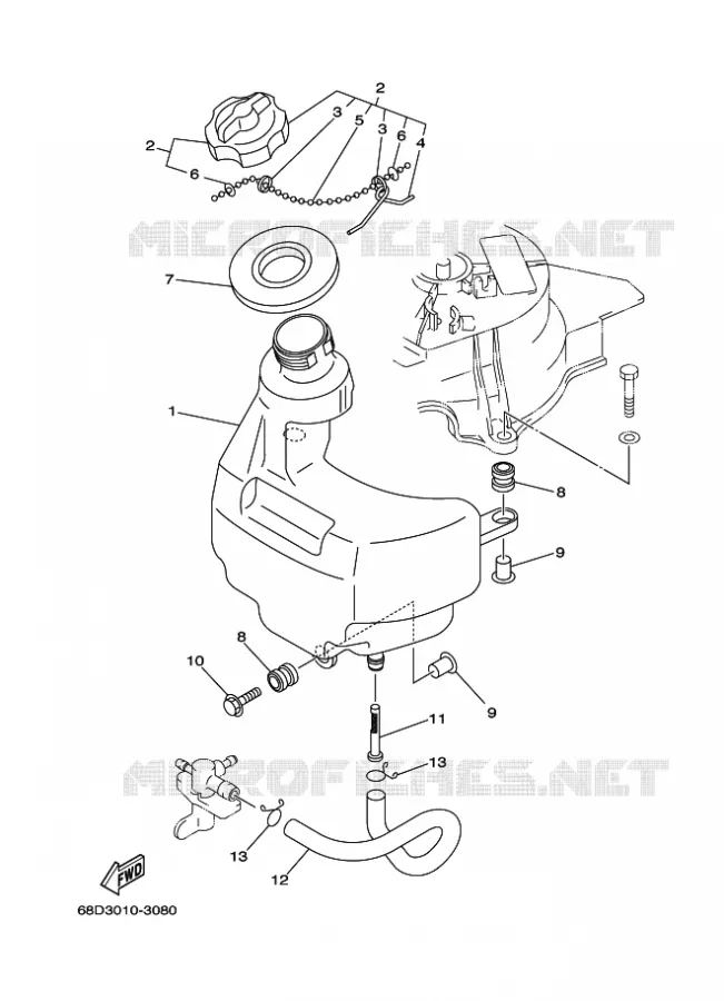 BRANDSTOF SYSTEEM 1 Yamaha OUTBOARD ENGINES 4hp (2.9kW) 2004 F4  F4AMHL