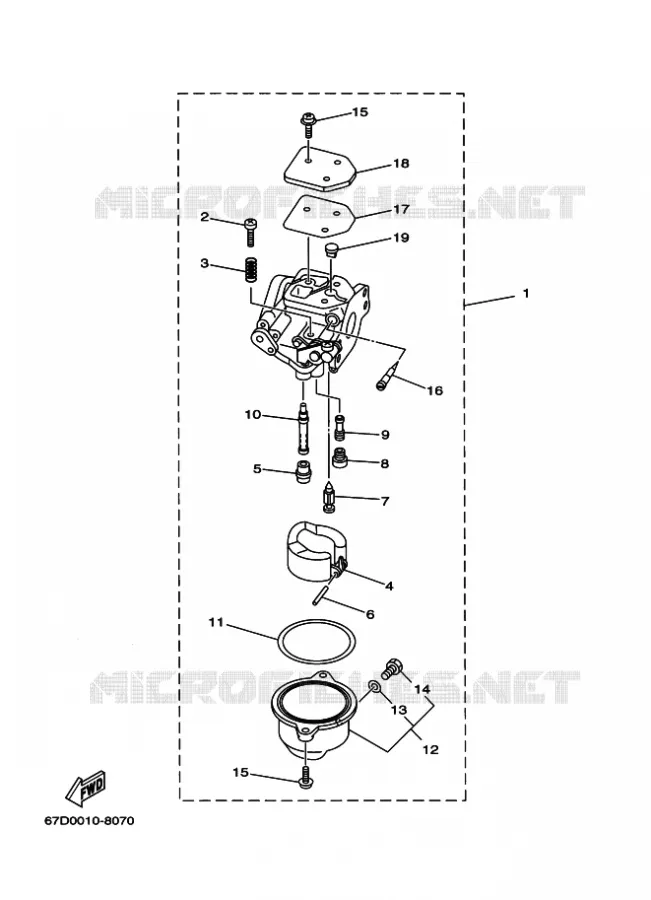 CARBURATEUR  Yamaha OUTBOARD ENGINES 4hp (2.9kW) 2003 F4  F4AMHS