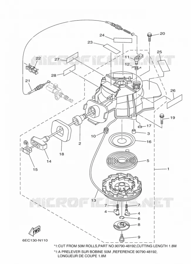 STARTMOTOR Yamaha OUTBOARD ENGINES 4hp (2.9kW) 2014 F4  F4BMHL
