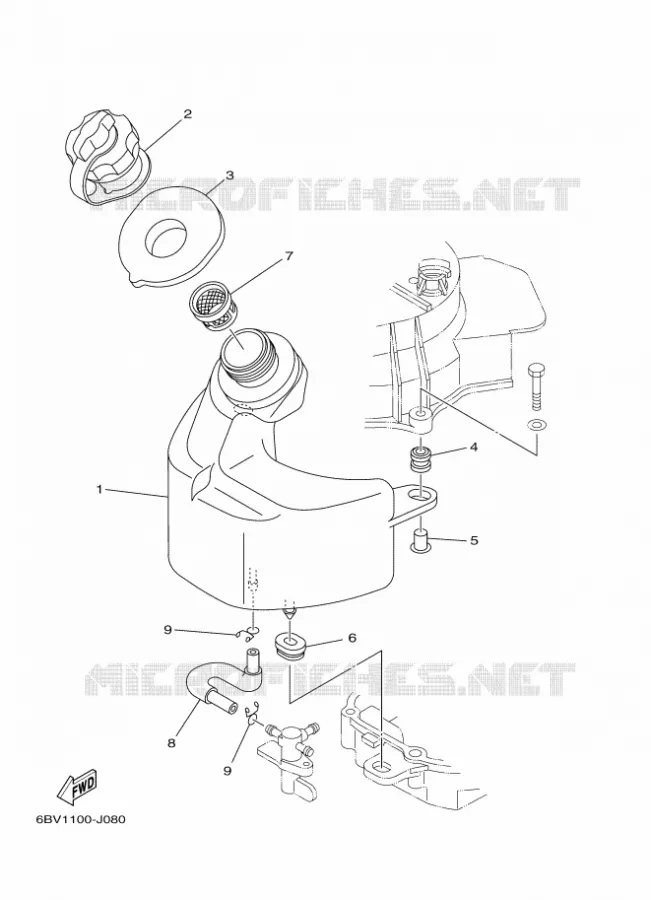 BRANDSTOF SYSTEEM 1 Yamaha OUTBOARD ENGINES 4hp (2.9kW) 2010 F4  F4BMHS