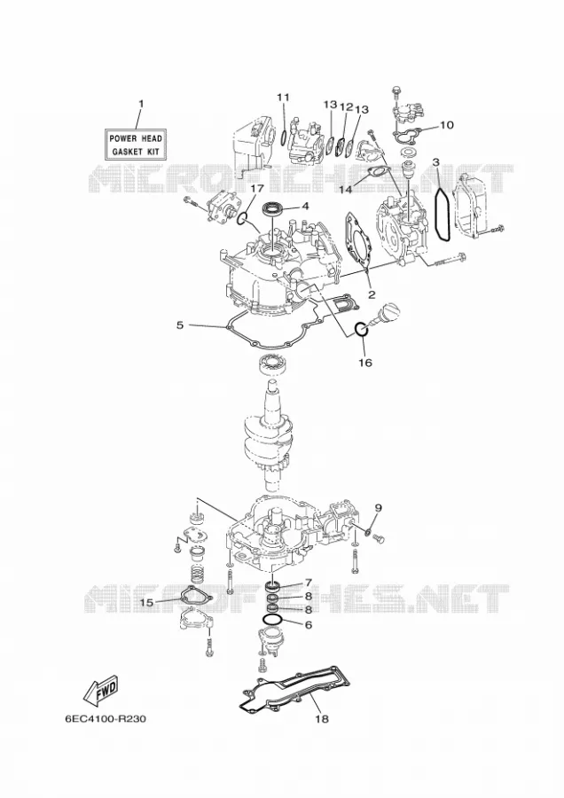 REPARATIESET 1 Yamaha OUTBOARD ENGINES 5hp (3.7kW) 2018 F5  F5AMHS