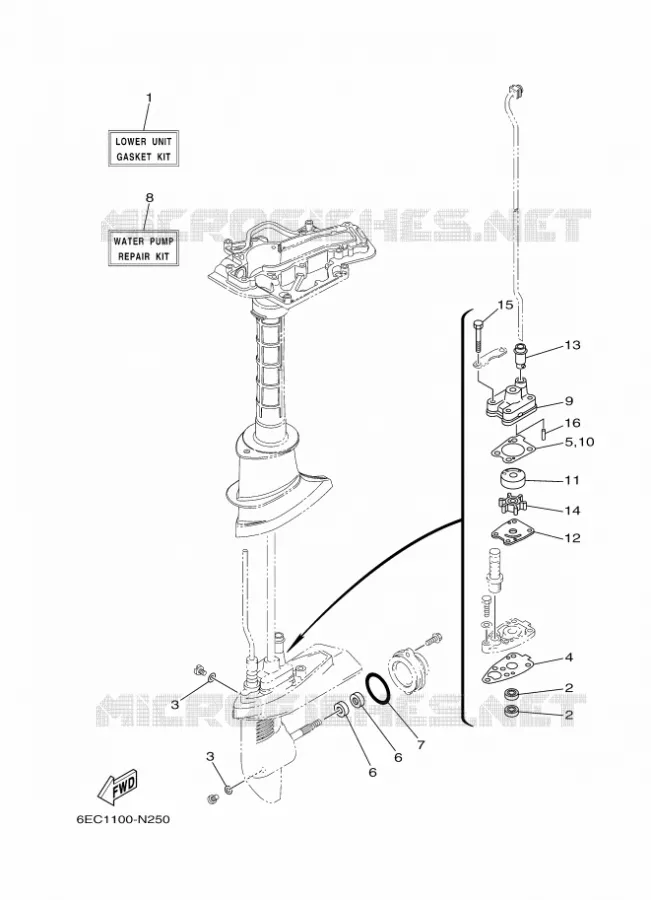 REPARATIESET 3 Yamaha OUTBOARD ENGINES 5hp (3.7kW) 2015 F5  F5AMHL