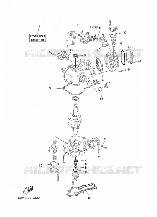 REPARATIESET 1 Yamaha OUTBOARD ENGINES 5hp (3.7kW) 2014 F5  F5AMHL
