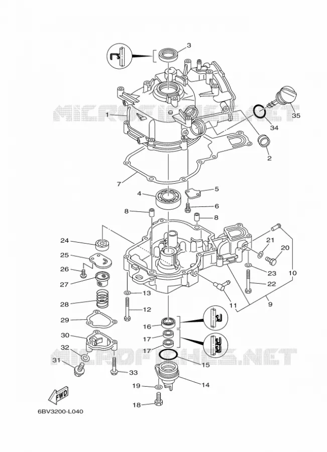 CILINDER / CARTERDELEN 2 Yamaha OUTBOARD ENGINES 5hp (3.7kW) 2013 F5  F5AMHS