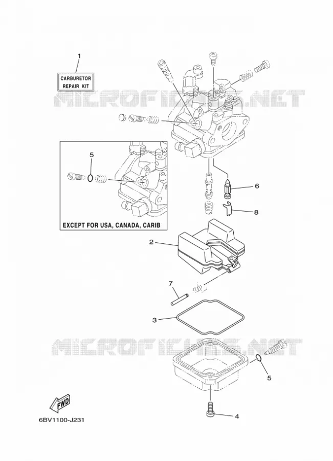 REPARATIESET 2 Yamaha OUTBOARD ENGINES 5hp (3.7kW) 2013 F5  F5AMHS