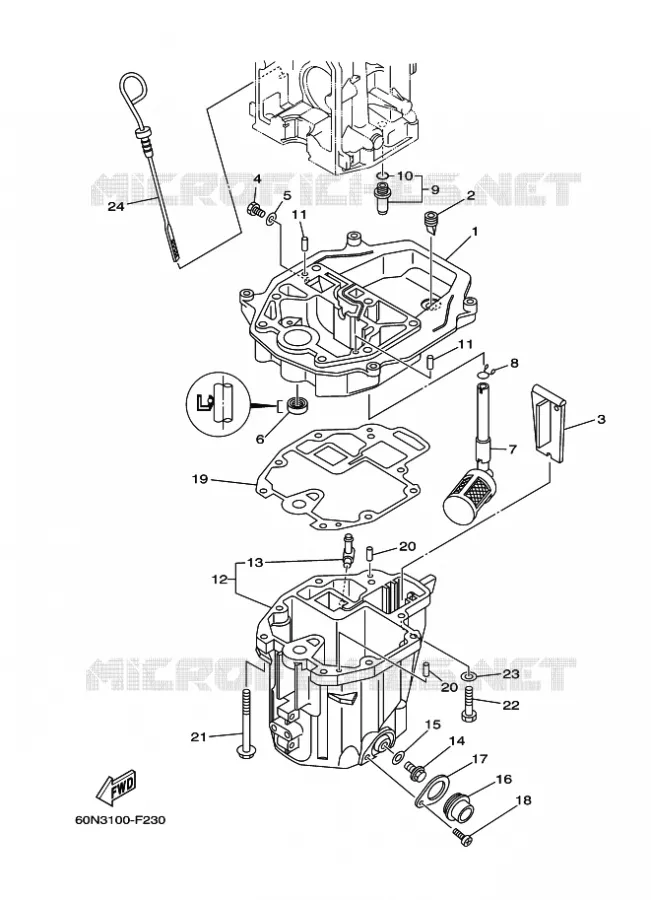VENTILATEUR D'HUILE Yamaha OUTBOARD ENGINES 6hp (4.4kW) 2009 F6  F6AMHL