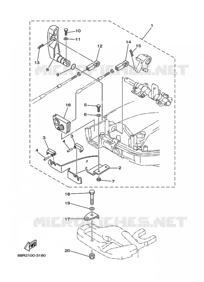 AFSTANDSBEDIENING Yamaha OUTBOARD ENGINES 6hp (4.4kW) 2006 F6  F6A