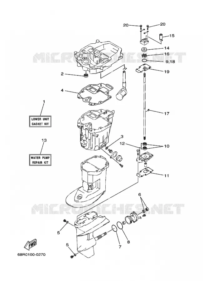 REPARATIESET 3 Yamaha OUTBOARD ENGINES 6hp (4.4kW) 2006 F6  F6A