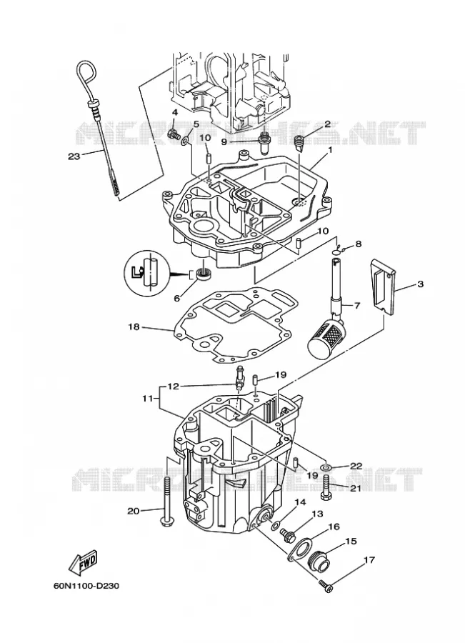 VENTILATEUR D'HUILE Yamaha OUTBOARD ENGINES 6hp (4.4kW) 2005 F6  F6AMHS