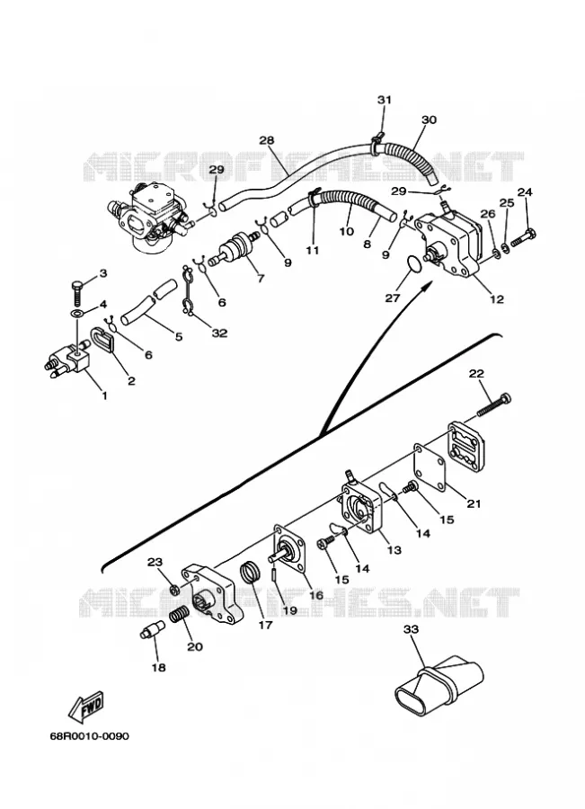 CARBURATEUR  Yamaha OUTBOARD ENGINES 6hp (4.4kW) 2001 F6  F6A