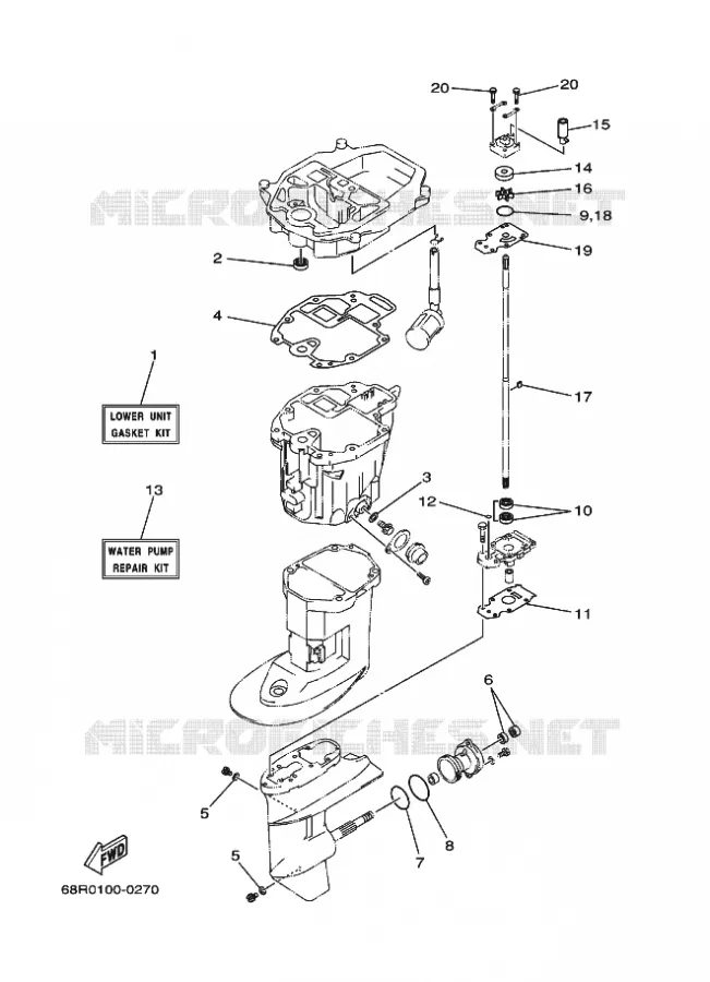 REPARATIESET 3 Yamaha OUTBOARD ENGINES 6hp (4.4kW) 2001 F6  F6A