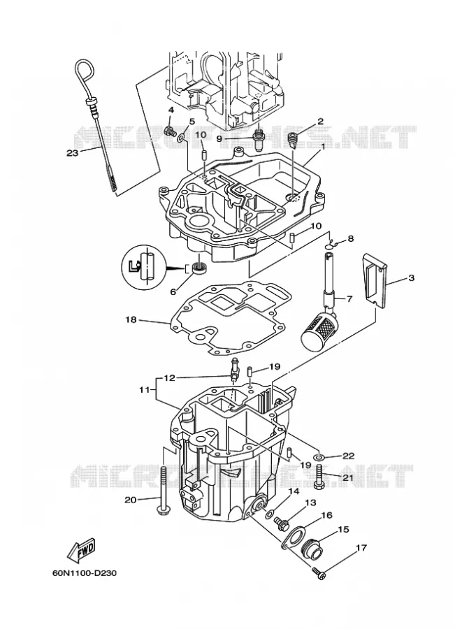 VENTILATEUR D'HUILE Yamaha OUTBOARD ENGINES 6hp (4.4kW) 2005 F6  F6BMHS