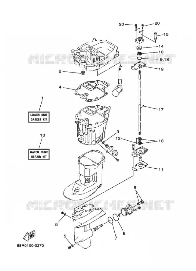 REPARATIESET 3 Yamaha OUTBOARD ENGINES 6hp (4.4kW) 2003 F6  F6BMHS