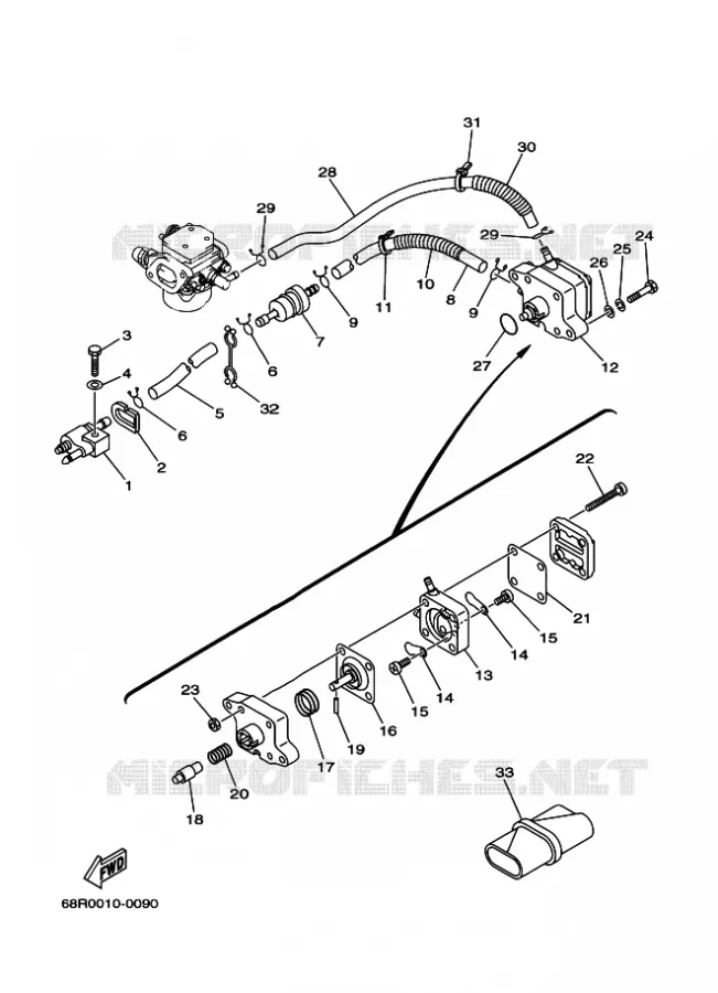 CARBURATEUR  Yamaha OUTBOARD ENGINES 6hp (4.4kW) 2002 F6  F6BMHS FOR SAV