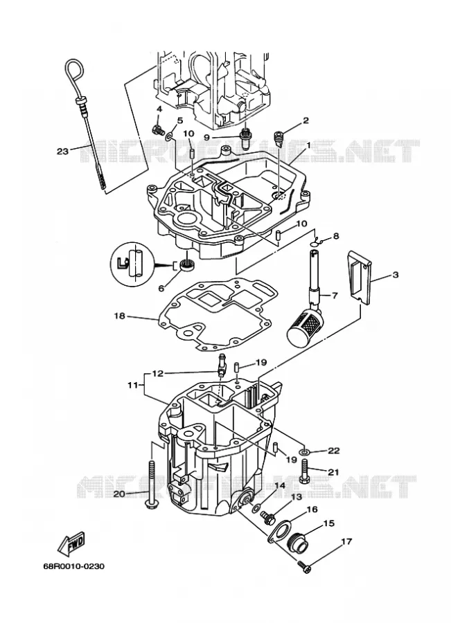 VENTILATEUR D'HUILE Yamaha OUTBOARD ENGINES 6hp (4.4kW) 2001 F6  F6B