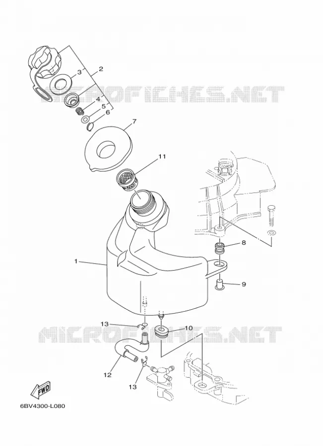 BRANDSTOF SYSTEEM 1 Yamaha OUTBOARD ENGINES 6hp (4.4kW) 2014 F6  F6CMHL