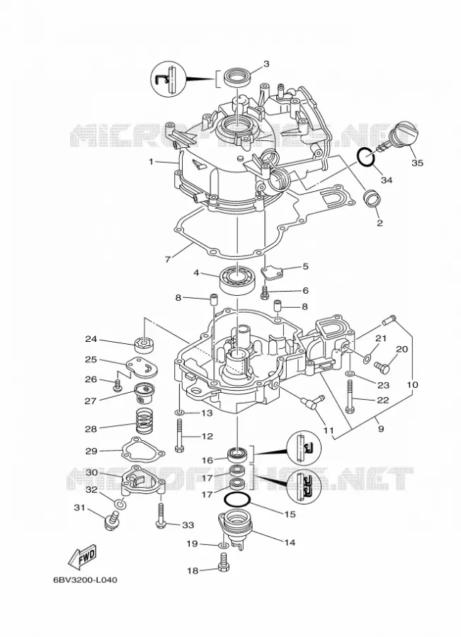 CILINDER / CARTERDELEN 2 Yamaha OUTBOARD ENGINES 6hp (4.4kW) 2012 F6  F6CMHS
