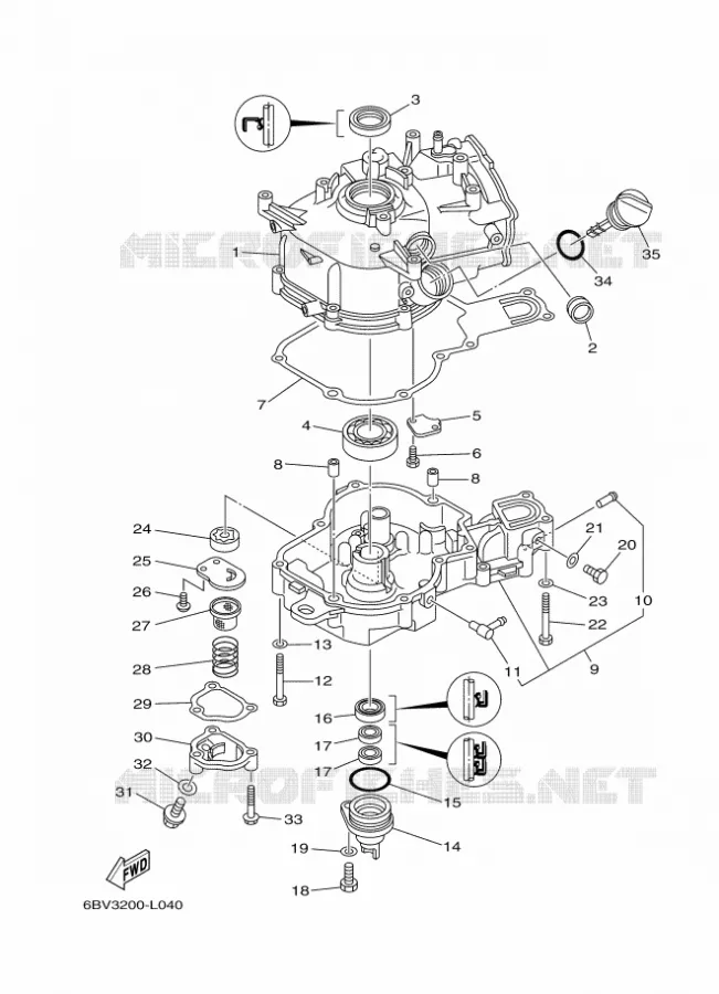 CILINDER / CARTERDELEN 2 Yamaha OUTBOARD ENGINES 6hp (4.4kW) 2012 F6  F6CMHS