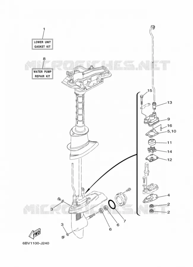 REPARATIESET 3 Yamaha OUTBOARD ENGINES 6hp (4.4kW) 2012 F6  F6CMHS
