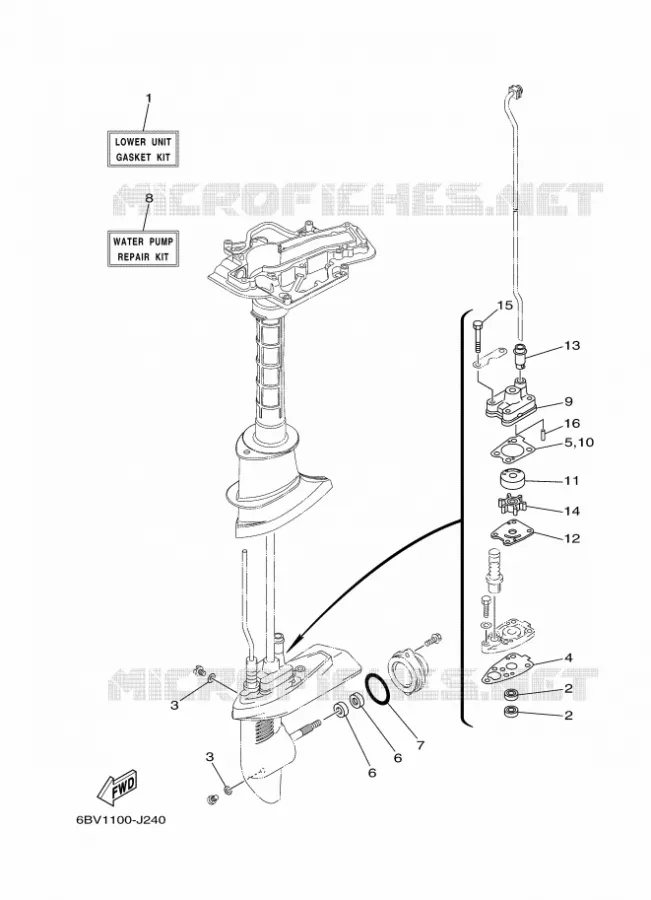 REPARATIESET 3 Yamaha OUTBOARD ENGINES 6hp (4.4kW) 2012 F6  F6CMHS