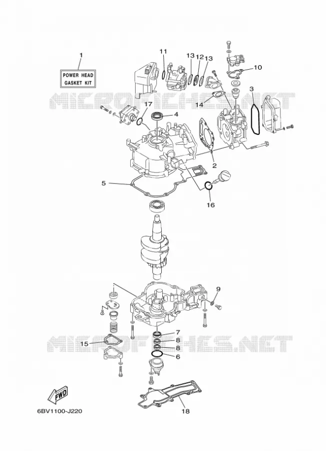 REPARATIESET 1 Yamaha OUTBOARD ENGINES 6hp (4.4kW) 2011 F6  F6CMHS