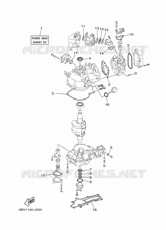 REPARATIESET 1 Yamaha OUTBOARD ENGINES 6hp (4.4kW) 2010 F6  F6CMHS