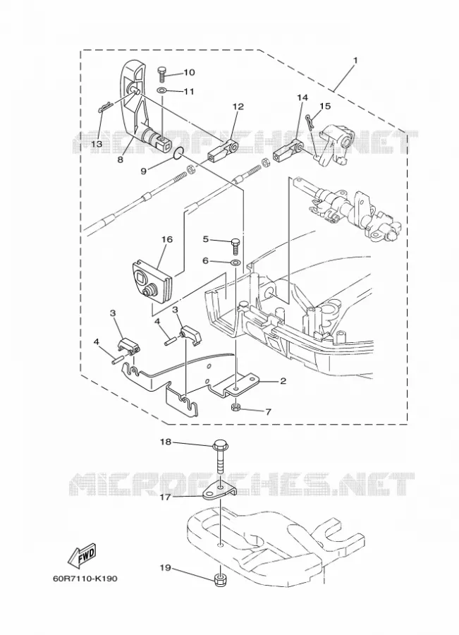 AFSTANDSBEDIENING Yamaha OUTBOARD ENGINES 8hp (5.9kW) 2014 F8  F8CMHL