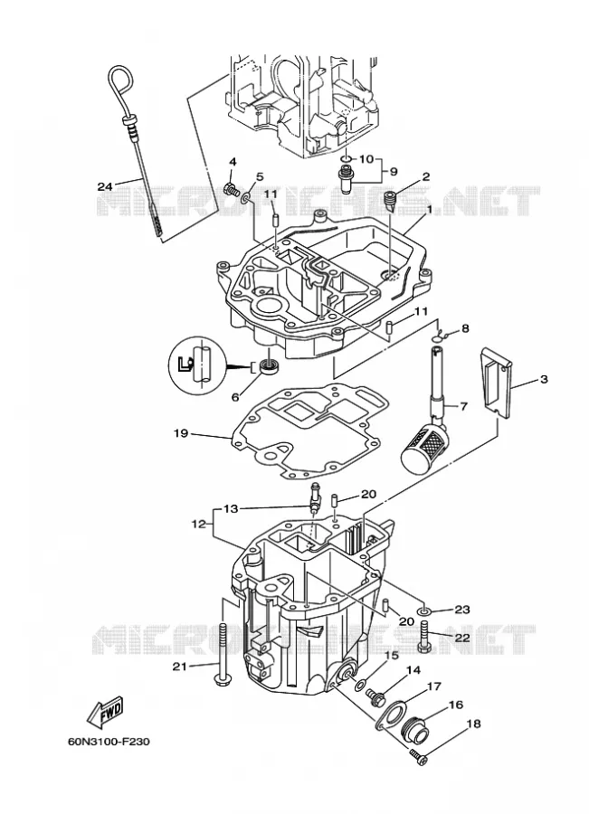 VENTILATEUR D'HUILE Yamaha OUTBOARD ENGINES 8hp (5.9kW) 2009 F8  F8CMHS