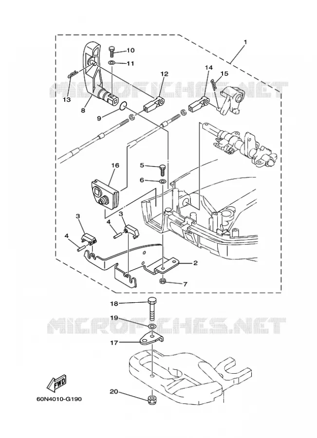 AFSTANDSBEDIENING Yamaha OUTBOARD ENGINES 8hp (5.9kW) 2009 F8  F8CMLH-2009