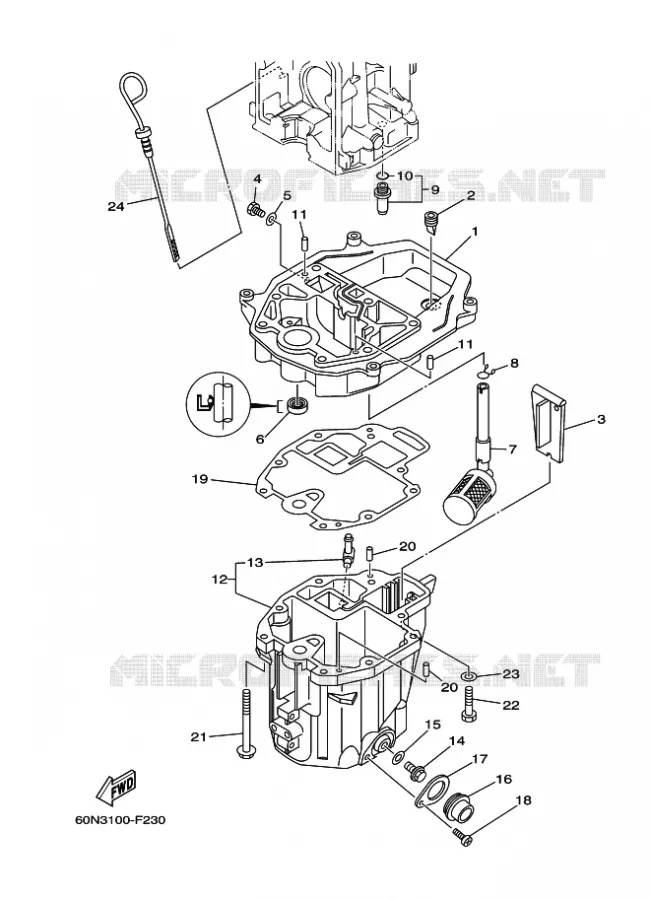 VENTILATEUR D'HUILE Yamaha OUTBOARD ENGINES 8hp (5.9kW) 2008 F8  F8C