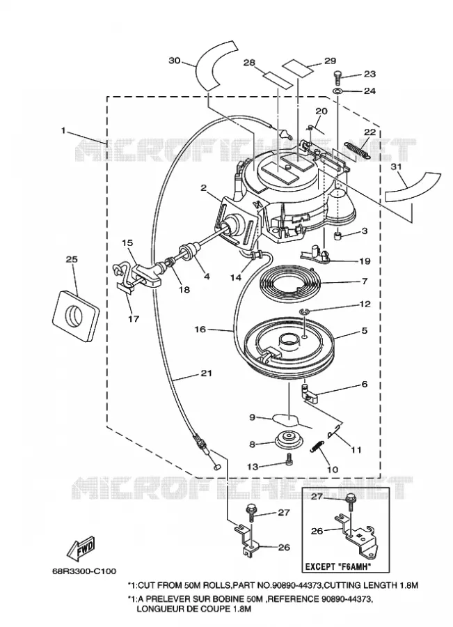 STARTMOTOR Yamaha OUTBOARD ENGINES 8hp (5.9kW) 2004 F8  F8CMHS