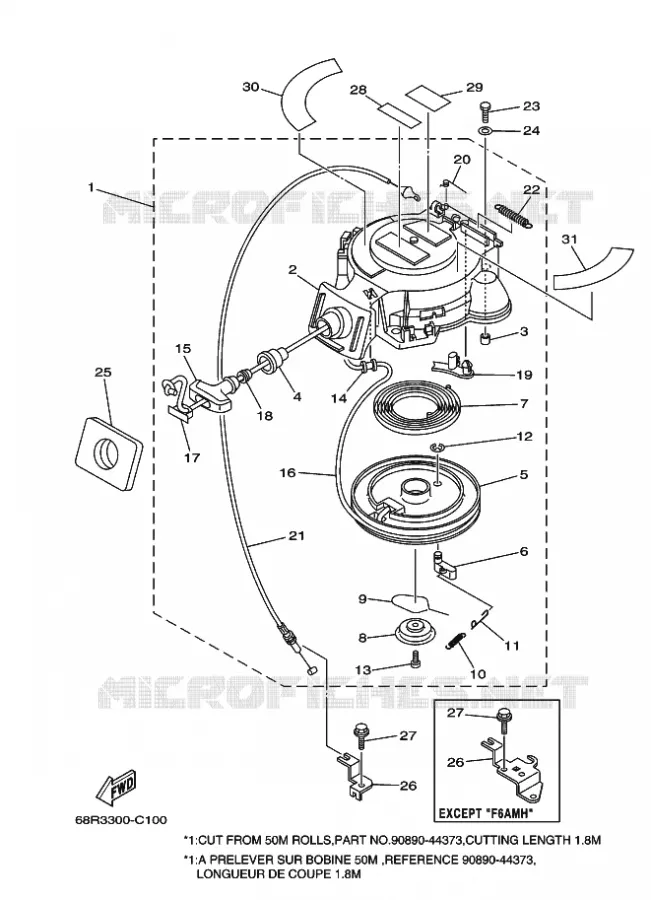 STARTMOTOR Yamaha OUTBOARD ENGINES 8hp (5.9kW) 2004 F8  F8MSHC