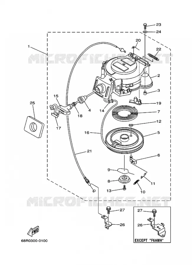 KICKSTART PEDALEN Yamaha OUTBOARD ENGINES 8hp (5.9kW) 2001 F8  F8CWHL