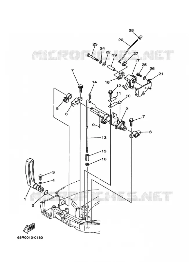 GASBEDIENING Yamaha OUTBOARD ENGINES 8hp (5.9kW) 2001 F8  F8C