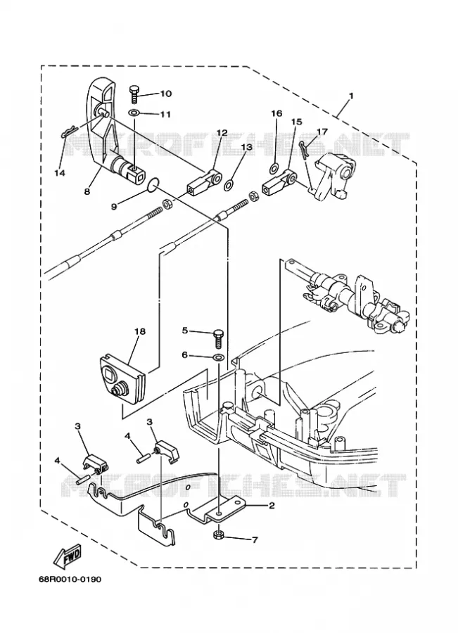 AFSTANDSBEDIENING BESLAG Yamaha OUTBOARD ENGINES 8hp (5.9kW) 2000 F8  F8C