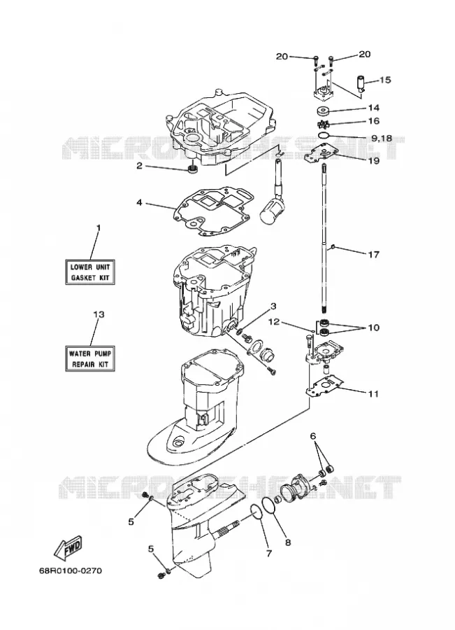 REPARATIESET 3 Yamaha OUTBOARD ENGINES 8hp (5.9kW) 2017 F8  F8FMHS