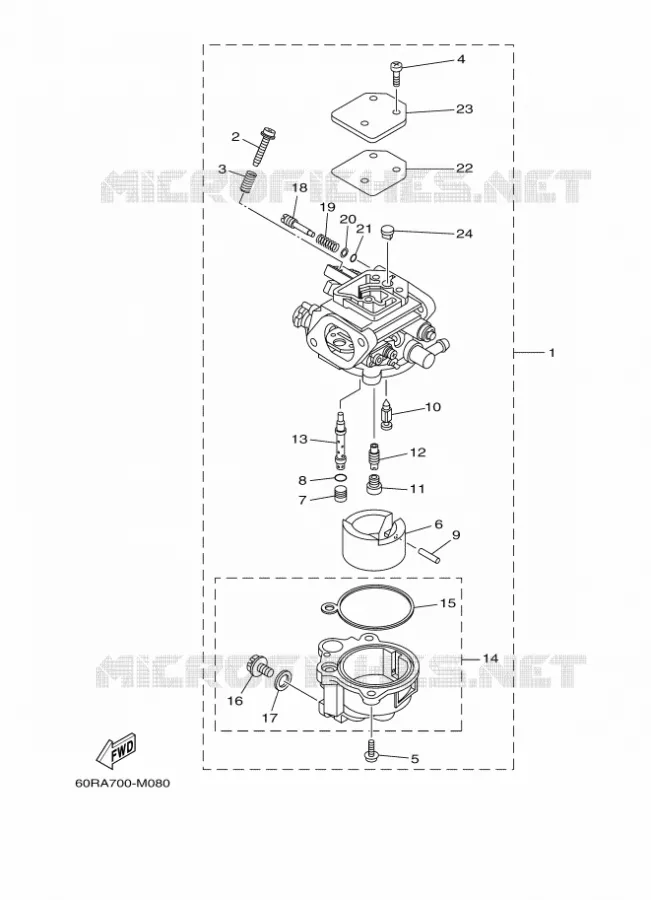 CARBURATEUR Yamaha OUTBOARD ENGINES 8hp (5.9kW) 2017 F8  F8FEL