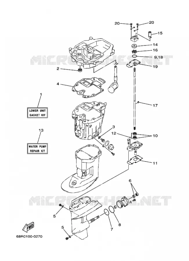 REPARATIESET 3 Yamaha OUTBOARD ENGINES 8hp (5.9kW) 2015 F8  F8FMHS