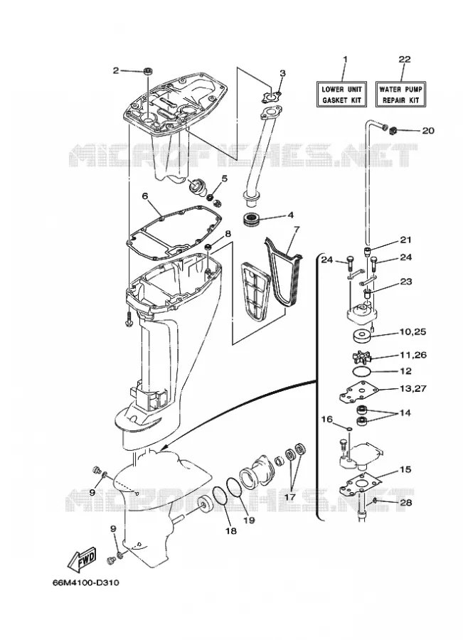 REPARATIESET 3 Yamaha OUTBOARD ENGINES 9.9hp (7.3kW) 2008 F9.9  F9.9C