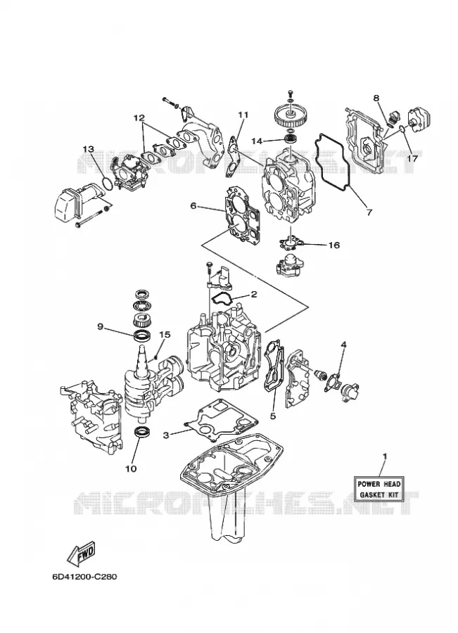 REPARATIESET 1 Yamaha OUTBOARD ENGINES 9.9hp (7.3kW) 2006 F9.9  F9.9CMHS