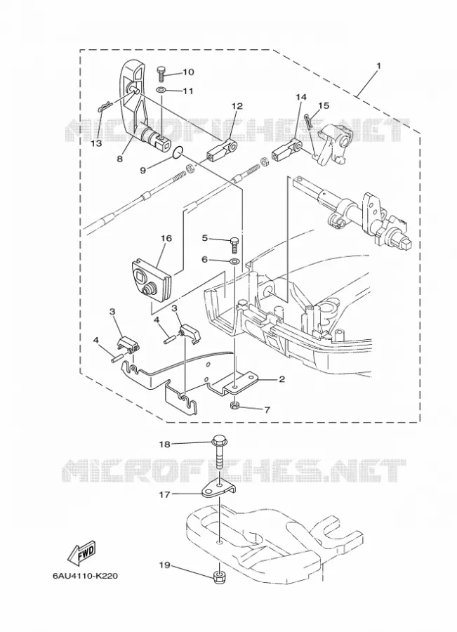 AFSTANDSBEDIENING BESLAG Yamaha OUTBOARD ENGINES 9.9hp (7.3kW) 2012 F9.9  F9.9FMHL